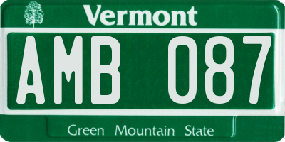 VT license plate AMB087