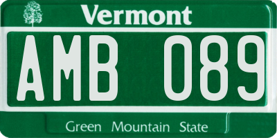 VT license plate AMB089