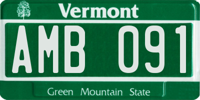 VT license plate AMB091