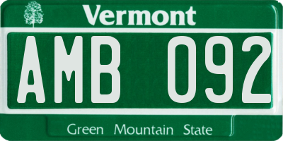 VT license plate AMB092