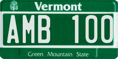 VT license plate AMB100