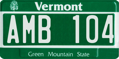 VT license plate AMB104