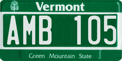 VT license plate AMB105