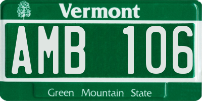 VT license plate AMB106