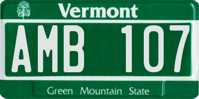VT license plate AMB107