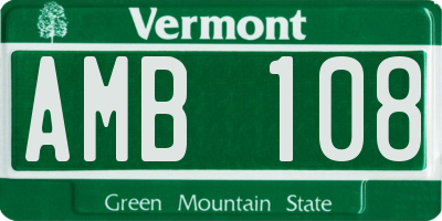 VT license plate AMB108
