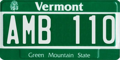 VT license plate AMB110