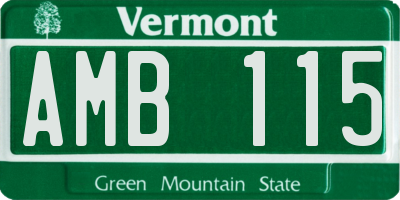 VT license plate AMB115