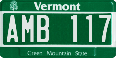 VT license plate AMB117