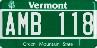 VT license plate AMB118