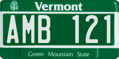 VT license plate AMB121