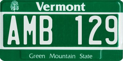 VT license plate AMB129