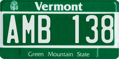 VT license plate AMB138