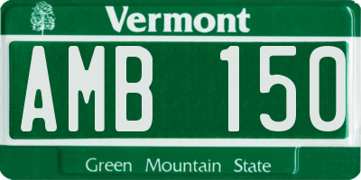 VT license plate AMB150