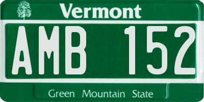VT license plate AMB152