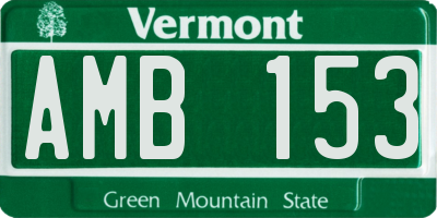 VT license plate AMB153