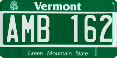VT license plate AMB162