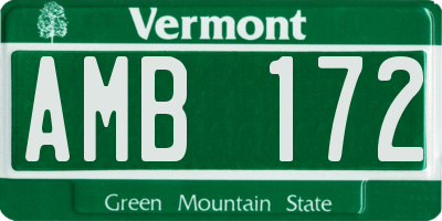 VT license plate AMB172