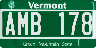 VT license plate AMB178