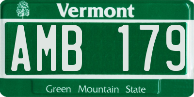 VT license plate AMB179