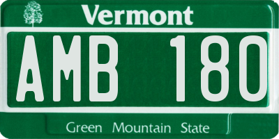 VT license plate AMB180