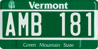 VT license plate AMB181