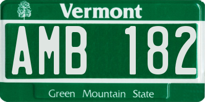 VT license plate AMB182