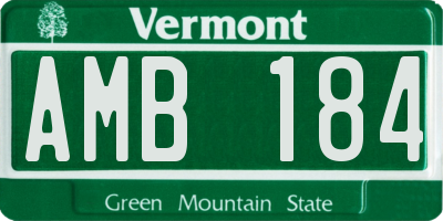 VT license plate AMB184