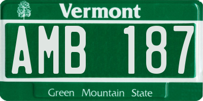 VT license plate AMB187