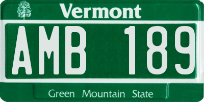 VT license plate AMB189