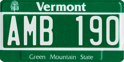 VT license plate AMB190