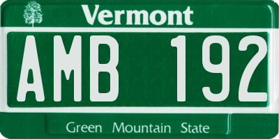 VT license plate AMB192