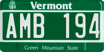 VT license plate AMB194