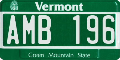 VT license plate AMB196