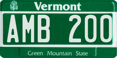 VT license plate AMB200
