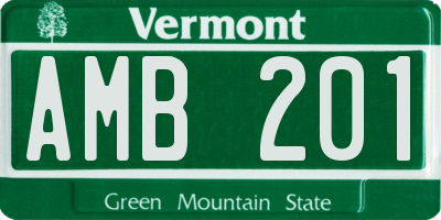 VT license plate AMB201