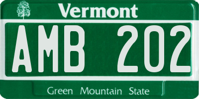 VT license plate AMB202