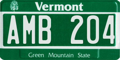 VT license plate AMB204
