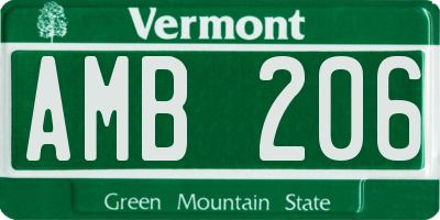 VT license plate AMB206