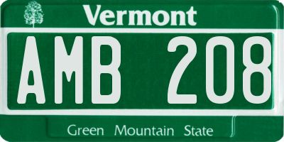 VT license plate AMB208