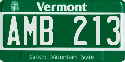VT license plate AMB213