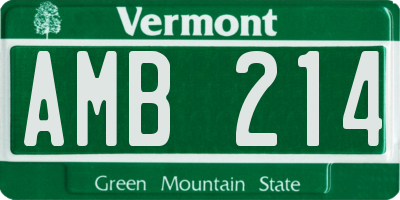 VT license plate AMB214