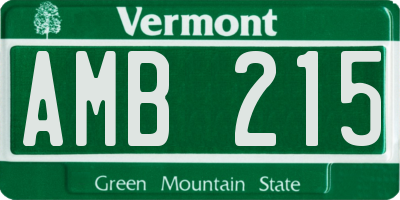VT license plate AMB215
