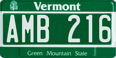 VT license plate AMB216