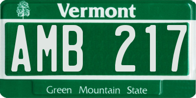 VT license plate AMB217
