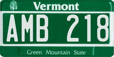 VT license plate AMB218