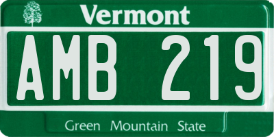 VT license plate AMB219