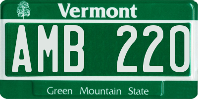 VT license plate AMB220