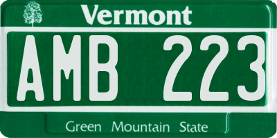 VT license plate AMB223
