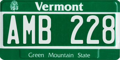 VT license plate AMB228